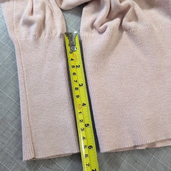 White House Black Market Pink V-Neck Ball Chain Pullover Sweater, size small - Picture 7 of 9